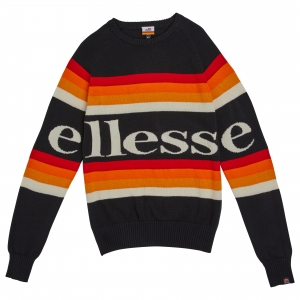 ELLESSE HERITAGE AW19Q4 MENS SHD08102 PONZANO SWEATSHIRT BLACK FLATLAY 1 