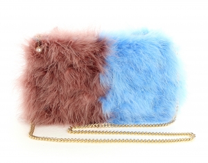 Double color blue fluffy bag