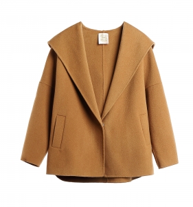 Camel Hoodie Wool Coat