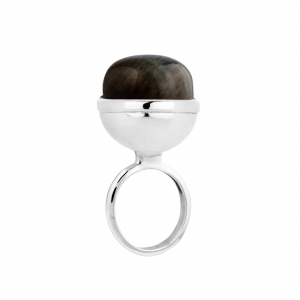 Sphere silver ring Labrodorite