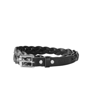 Braid Belt Short in Black Leather